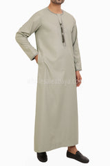 Men's Embroidered Omani Thoube With Tassel 90074 Sand Beige