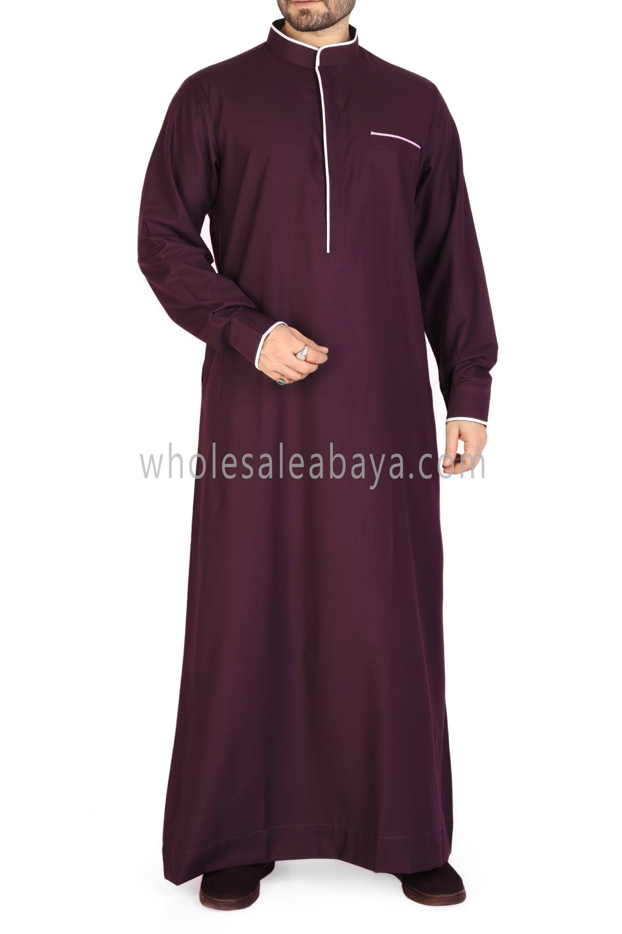 Men's Piping Collar Thoube Burgundy