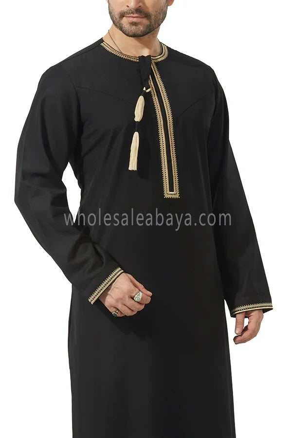 Embroidered Omani Thoube 90049  MR12  Black