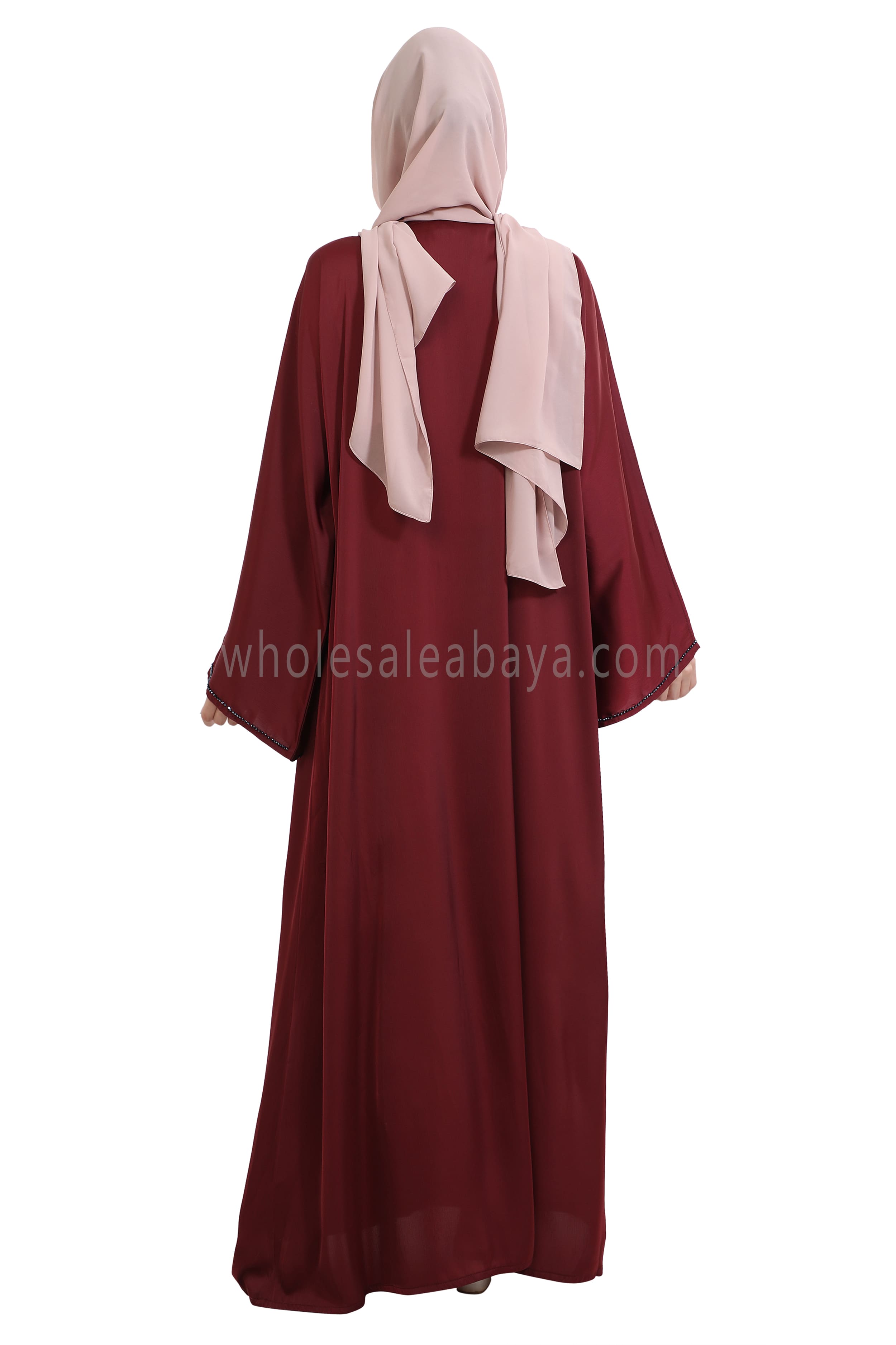 Open Abaya Style With Floral Vine Handwork