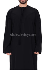 Men's Premium Emirati Thoube  With Buttons & Tassel Black