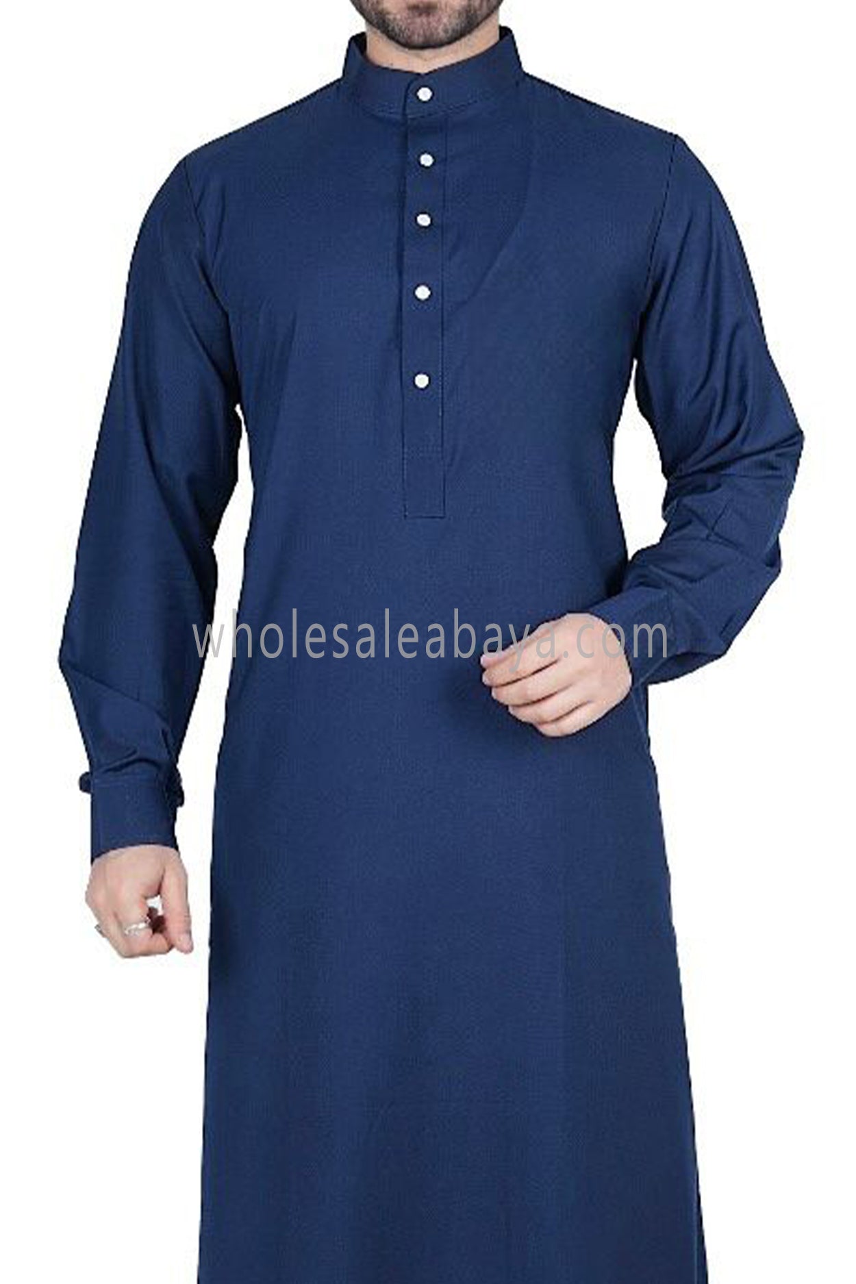 Men's Plain Thoube with Designer Buttons Blue Colour