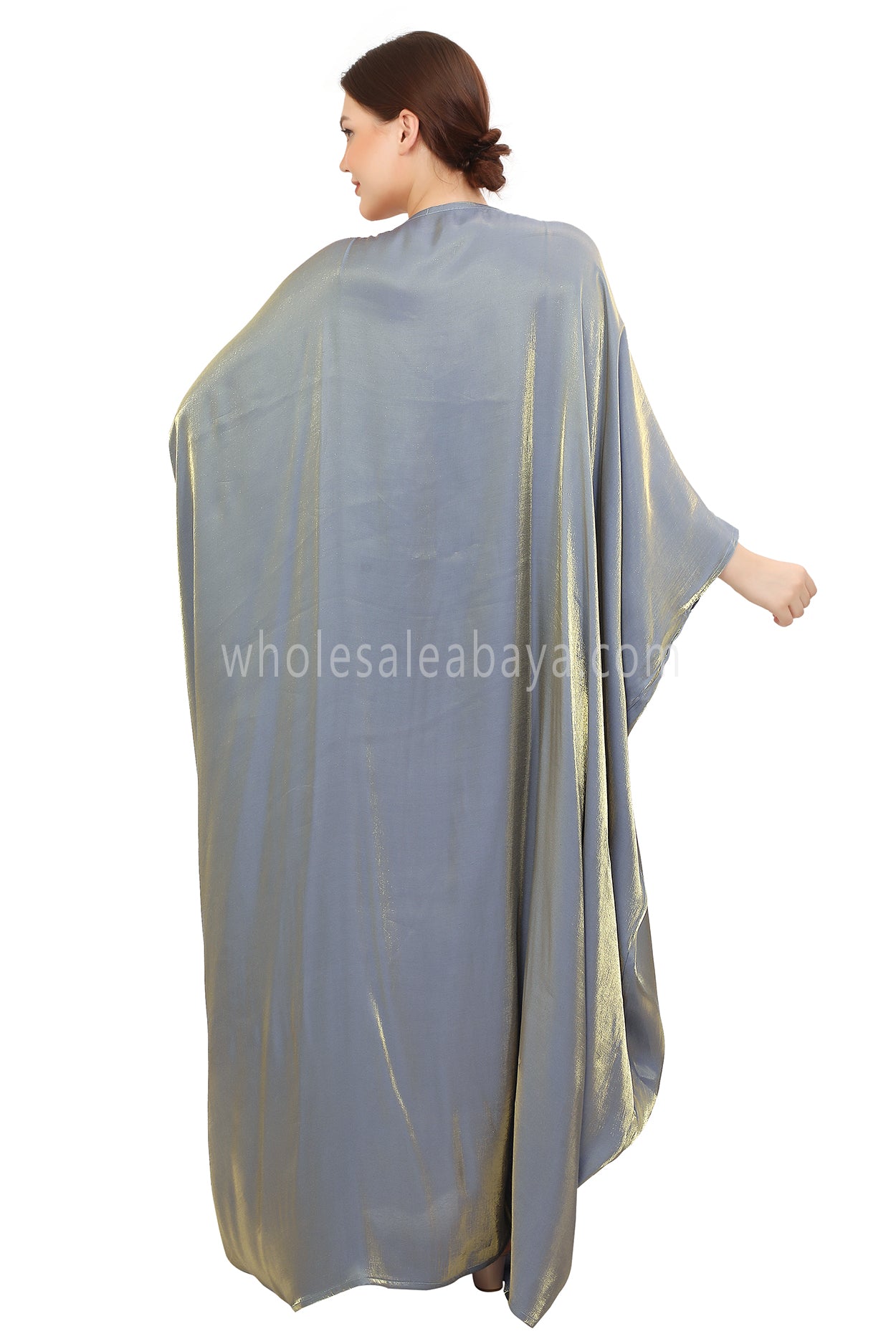 Butterfly Shimmer Kaftan Abaya Moon Silver 30520