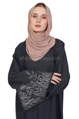 Open Abaya With Embroidered Sleeves 30501  Melange