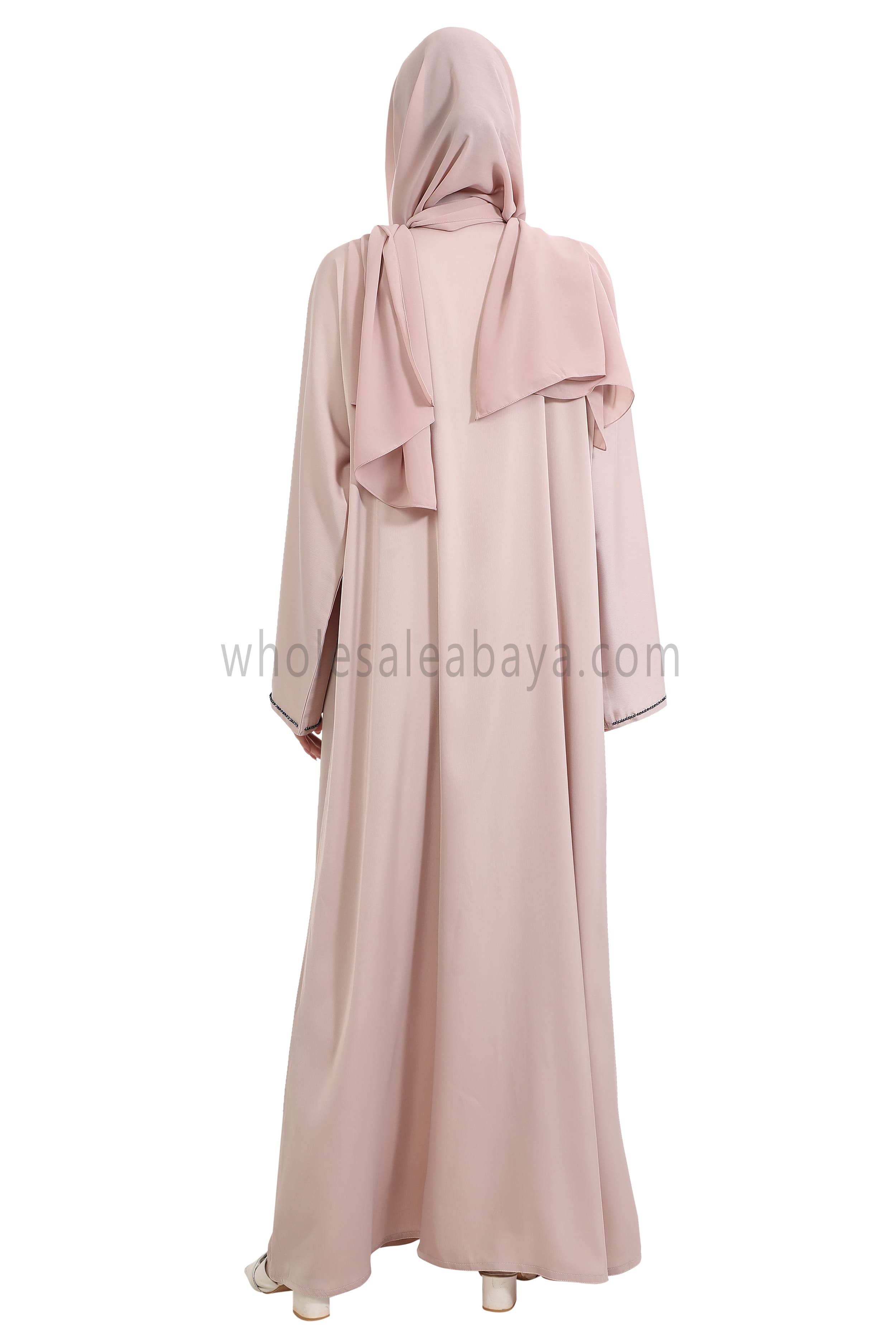 Open Abaya Style With Floral Vine Handwork