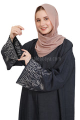 Open Abaya With Embroidered Sleeves 30501  Melange