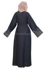 Open Abaya With Embroidered Sleeves 30501  Melange