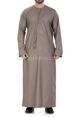 Men's Premium Emirati Thoube  With Buttons & Tassel Stone Beige