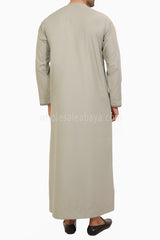 Men's Embroidered Omani Thoube With Tassel 90074 Sand Beige
