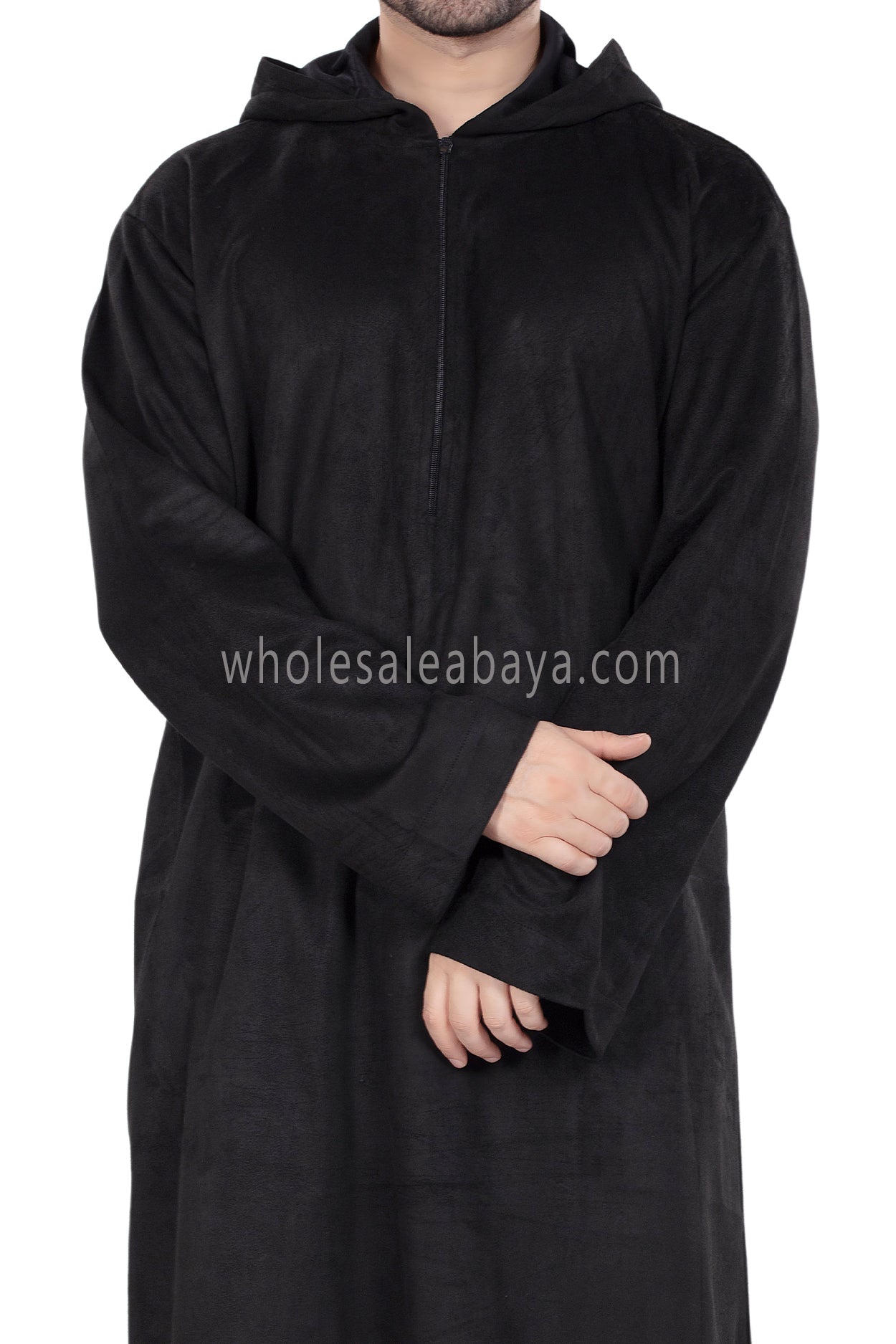 Premium Suede Hooded Thoube 90016 Black