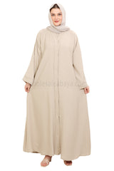 Front Open Nida Abaya with Buttons 30051 Ivory