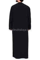Men's Premium Emirati Thoube  With Buttons & Tassel Black