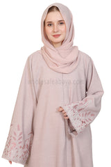 Open Abaya With Embroidered Sleeves 30501  Melange