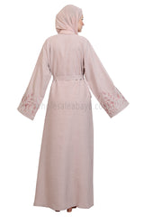 Open Abaya With Embroidered Sleeves 30501  Melange