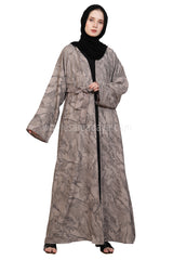 Linen Jacquard Open Abaya