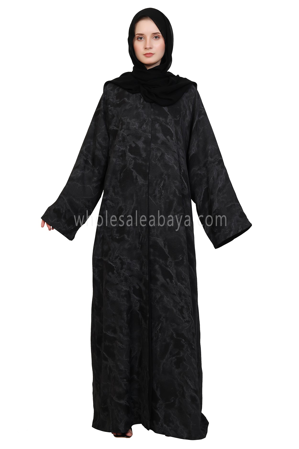 Linen Jacquard Open Abaya