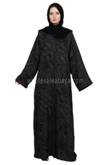 Linen Jacquard Open Abaya