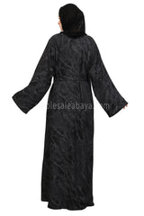 Linen Jacquard Open Abaya