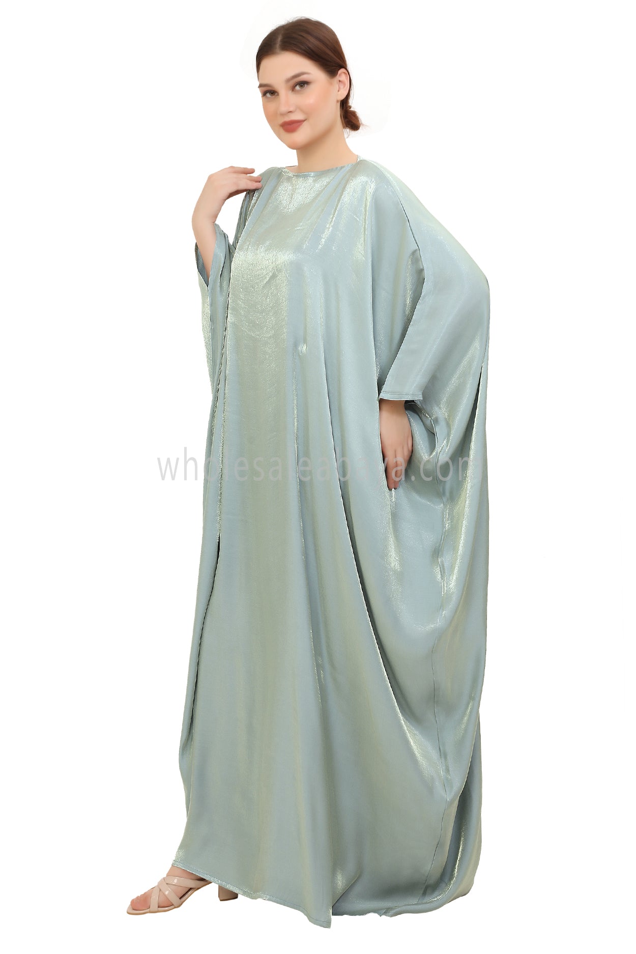 Butterfly Shimmer Kaftan Abaya Ocean Mint 30520