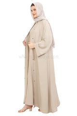 Front Open Nida Abaya with Buttons 30051 Ivory