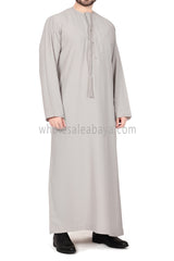 Men's Premium Emirati Thoube  With Buttons & Tassel Ecru