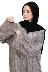 Linen Jacquard Open Abaya