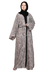 Linen Jacquard Open Abaya