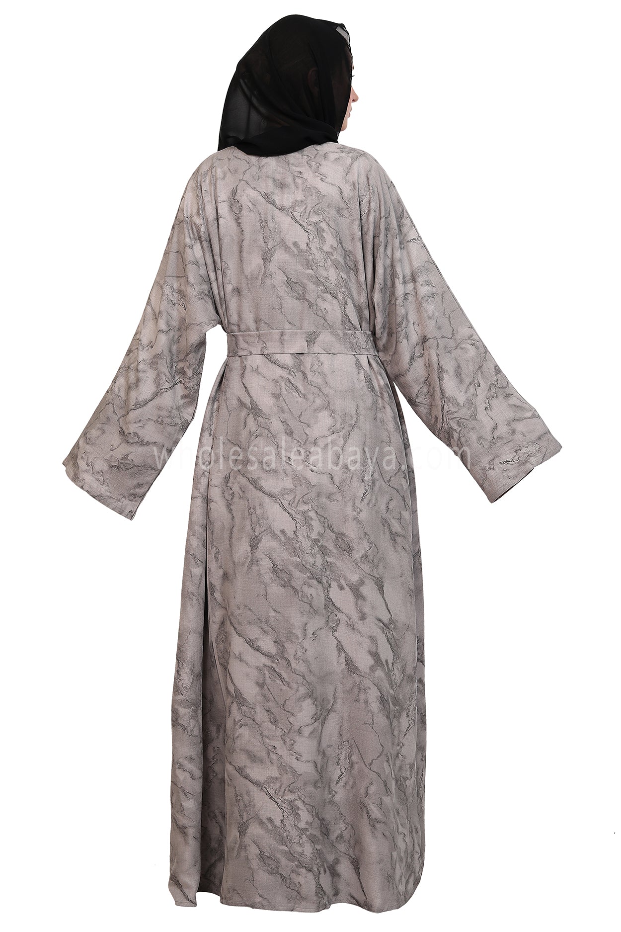 Linen Jacquard Open Abaya
