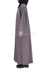 Plain Closed Abaya With  A-Line Straight Cut Mauve Grey