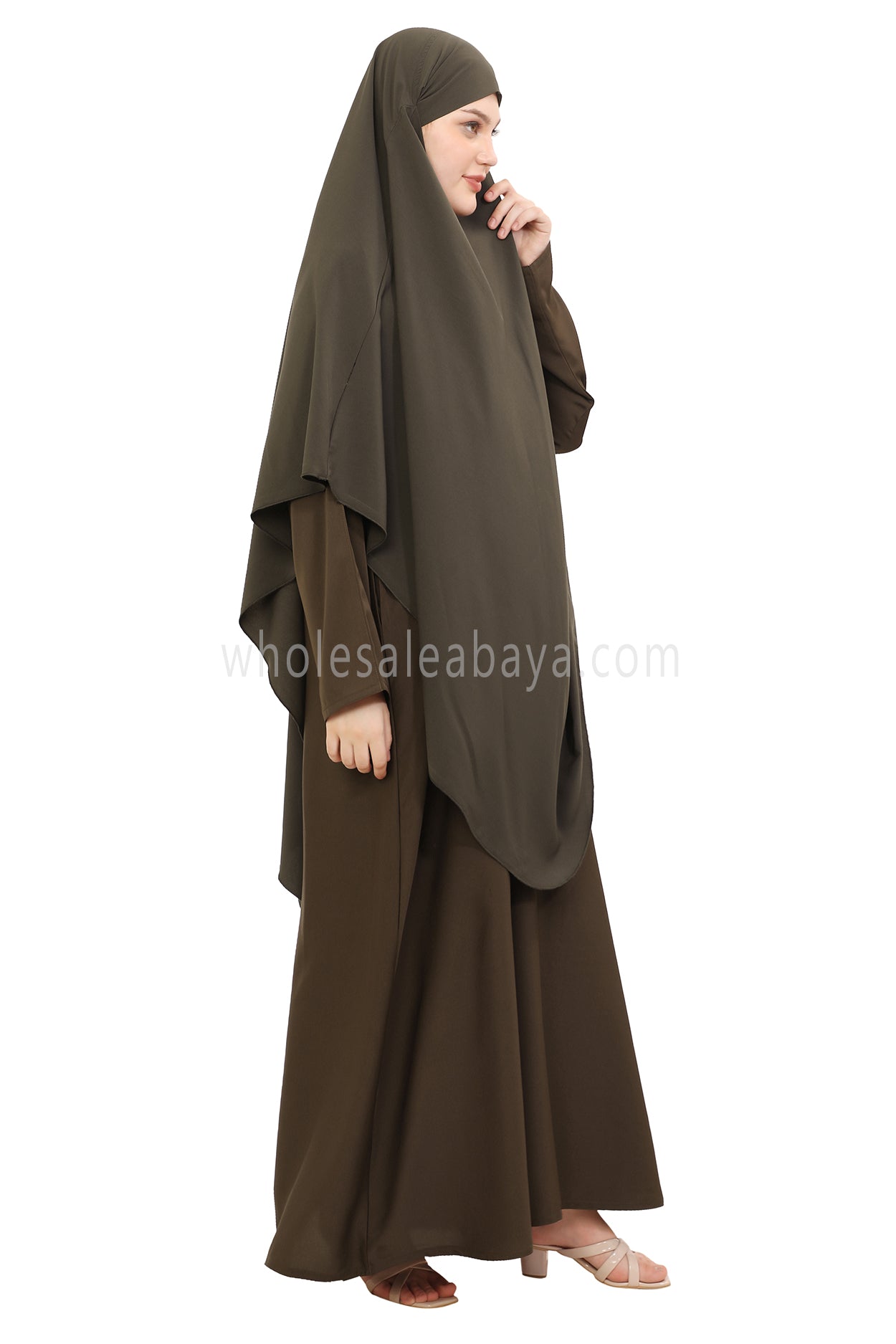 Free Size Premium Khimar Grey Olive 50041