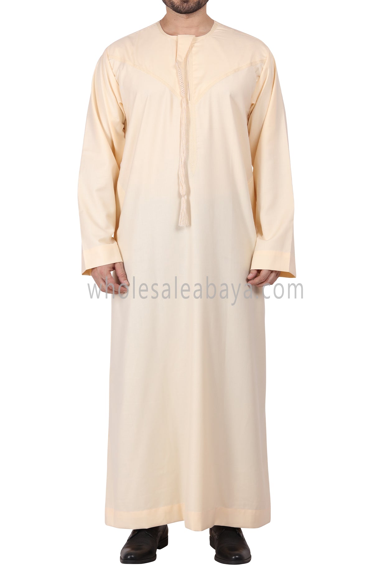 Premium Omani Thoube with Zip and Designer Tassel Cream Colour