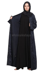 Linen Jacquard Open Abaya