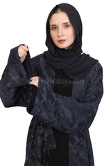 Linen Jacquard Open Abaya