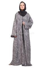 Linen Jacquard Open Abaya