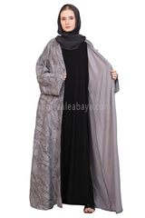 Linen Jacquard Open Abaya