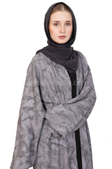 Linen Jacquard Open Abaya