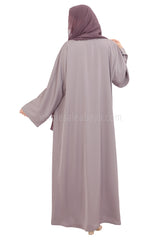 Front Open Nida Abaya with Buttons 30051 Lilac Grey