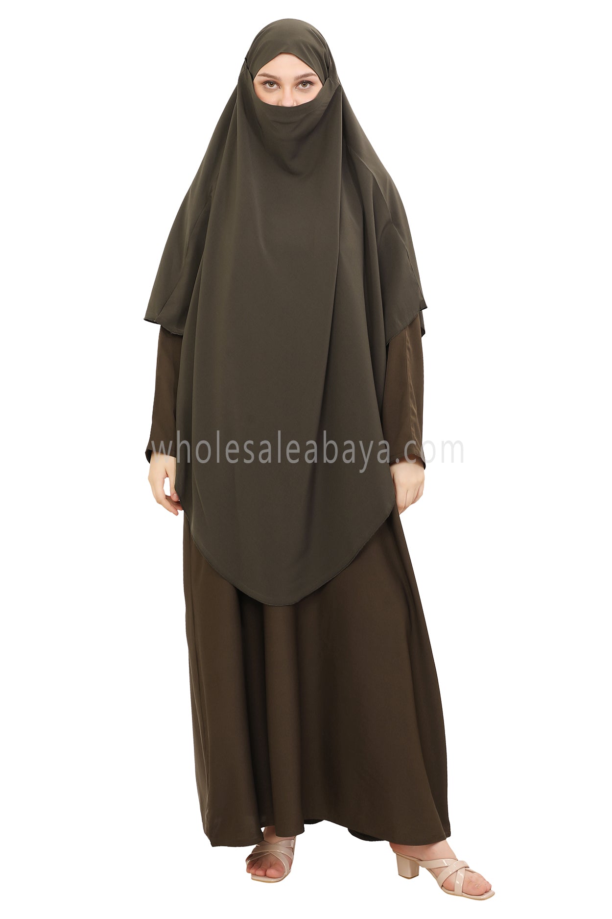 Free Size Premium Khimar Grey Olive 50041