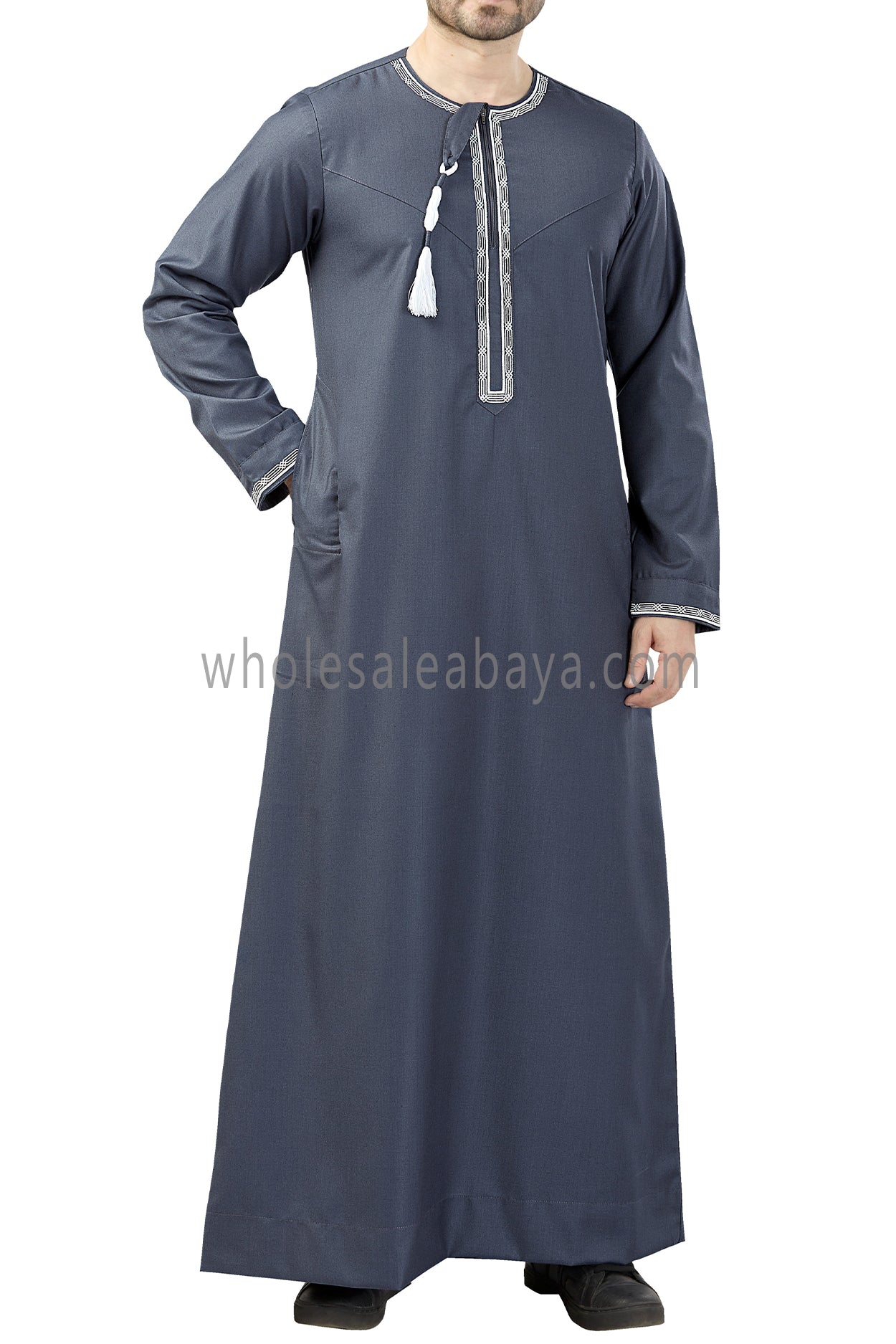 Premium Quality Embroidered Omani Tassel  Blue Grey