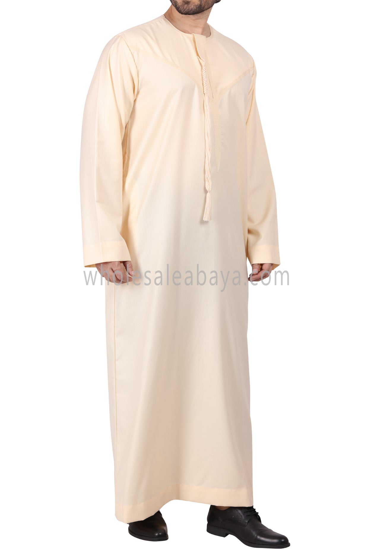 Premium Omani Thoube with Zip and Designer Tassel Cream Colour