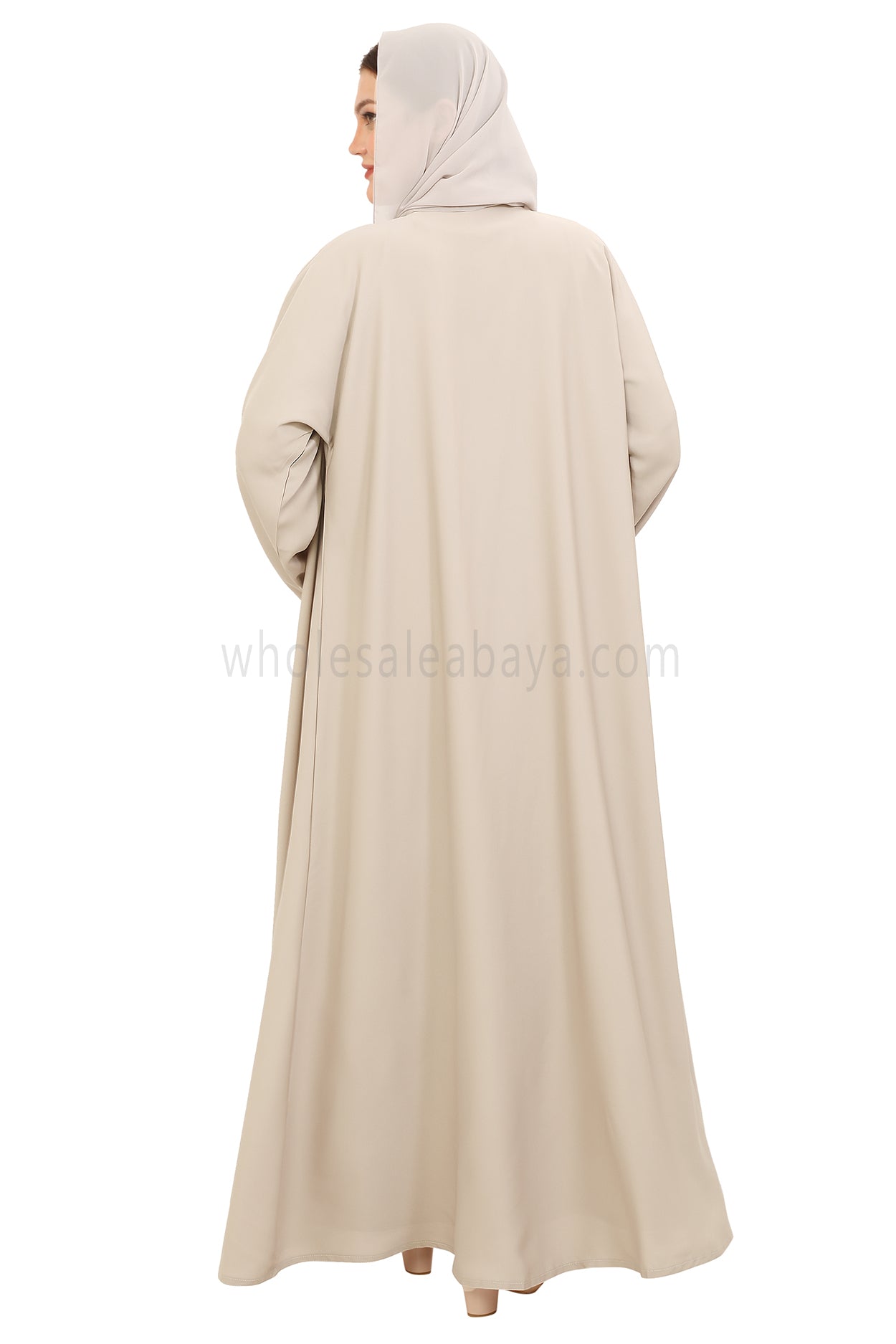 Front Open Nida Abaya with Buttons 30051 Ivory