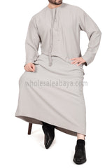 Men's Premium Emirati Thoube  With Buttons & Tassel Ecru