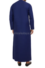 Men's Embroidered Omani Thoube With Tassel 90074 Ink Blue