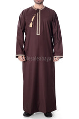 Men's Omani Thoube with Embroidery and Designer Tassel Brown
