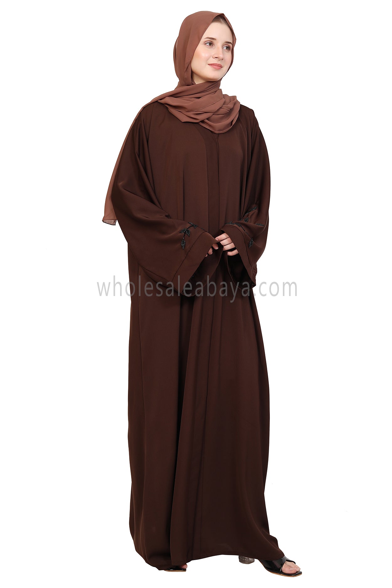 Open Abaya With Handwork Sleeves