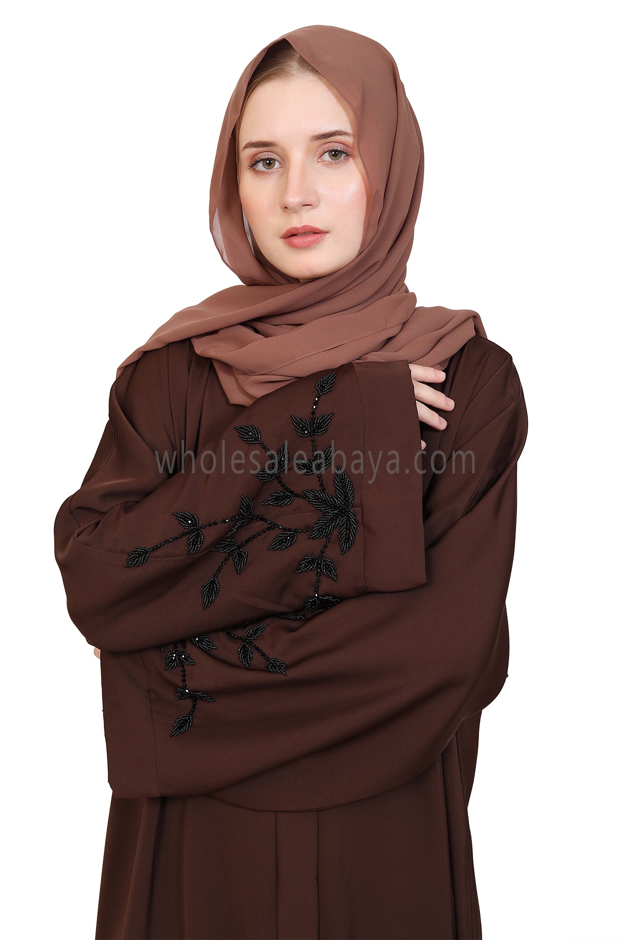 Open Abaya With Handwork Sleeves