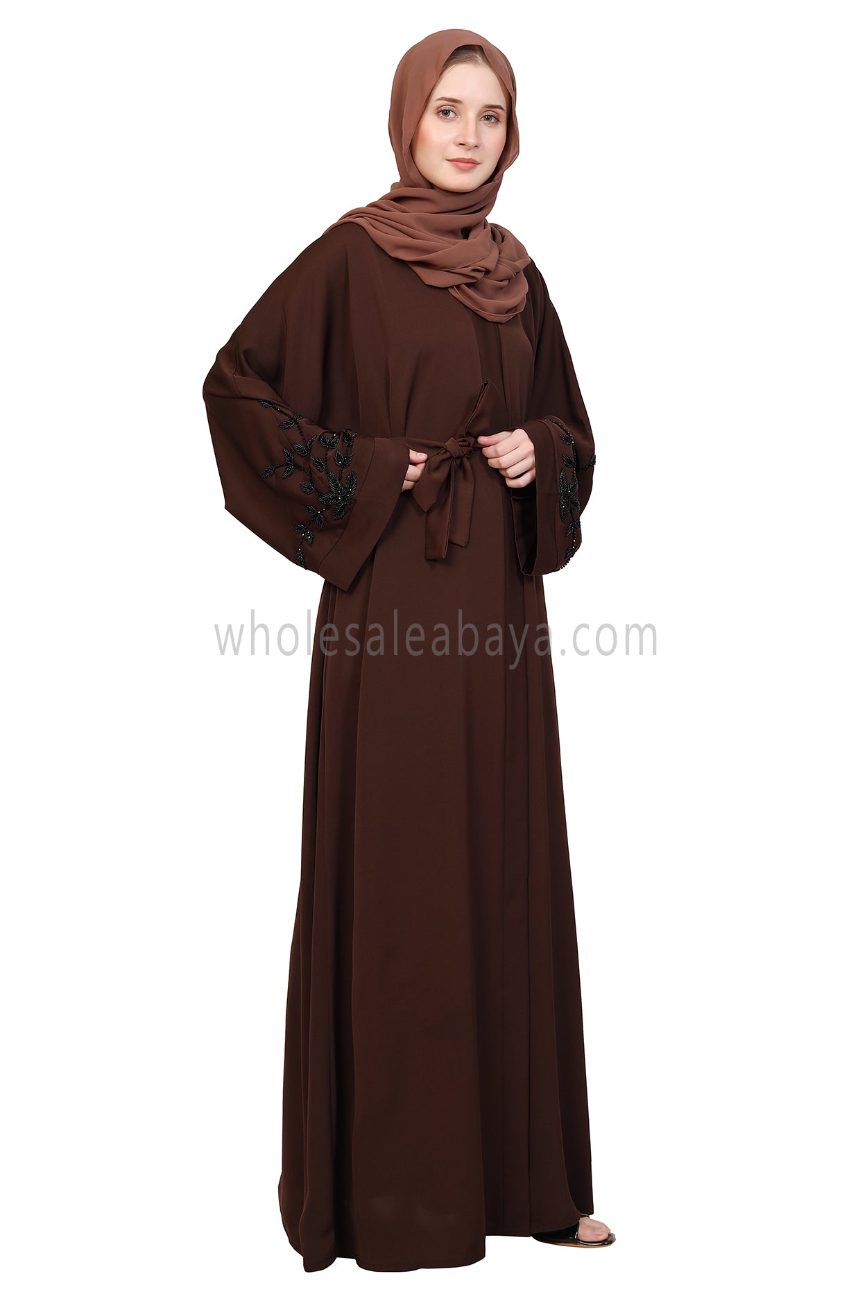 Open Abaya With Handwork Sleeves