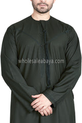 Men's Premium Emirati Thoube  With Buttons & Tassel Forest Green