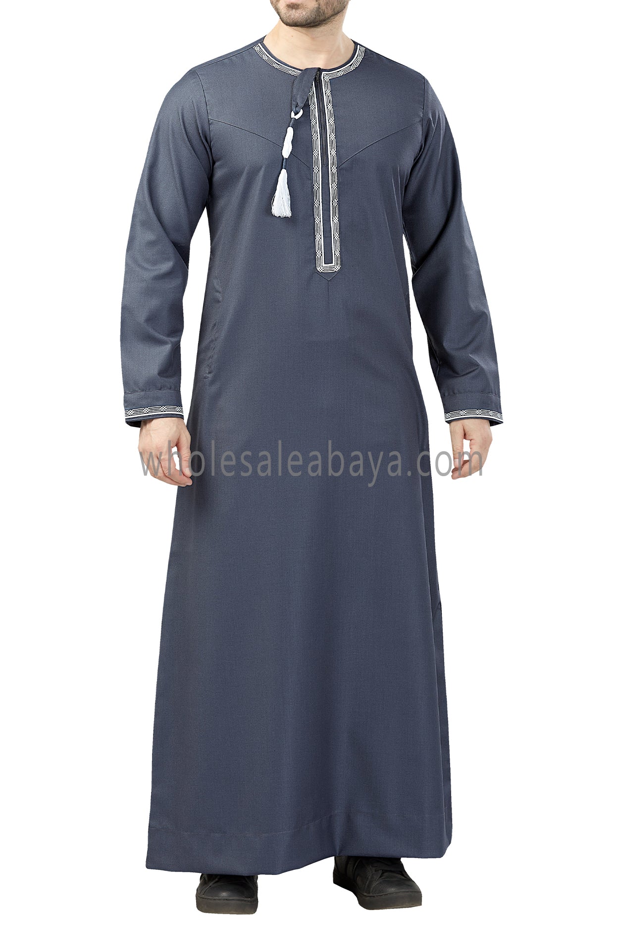 Premium Quality Embroidered Omani Tassel  Blue Grey