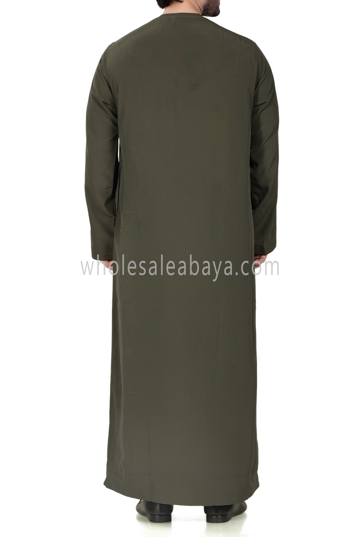 Men's Premium Emirati Thoube  With Zip and Tassel Khaki Green